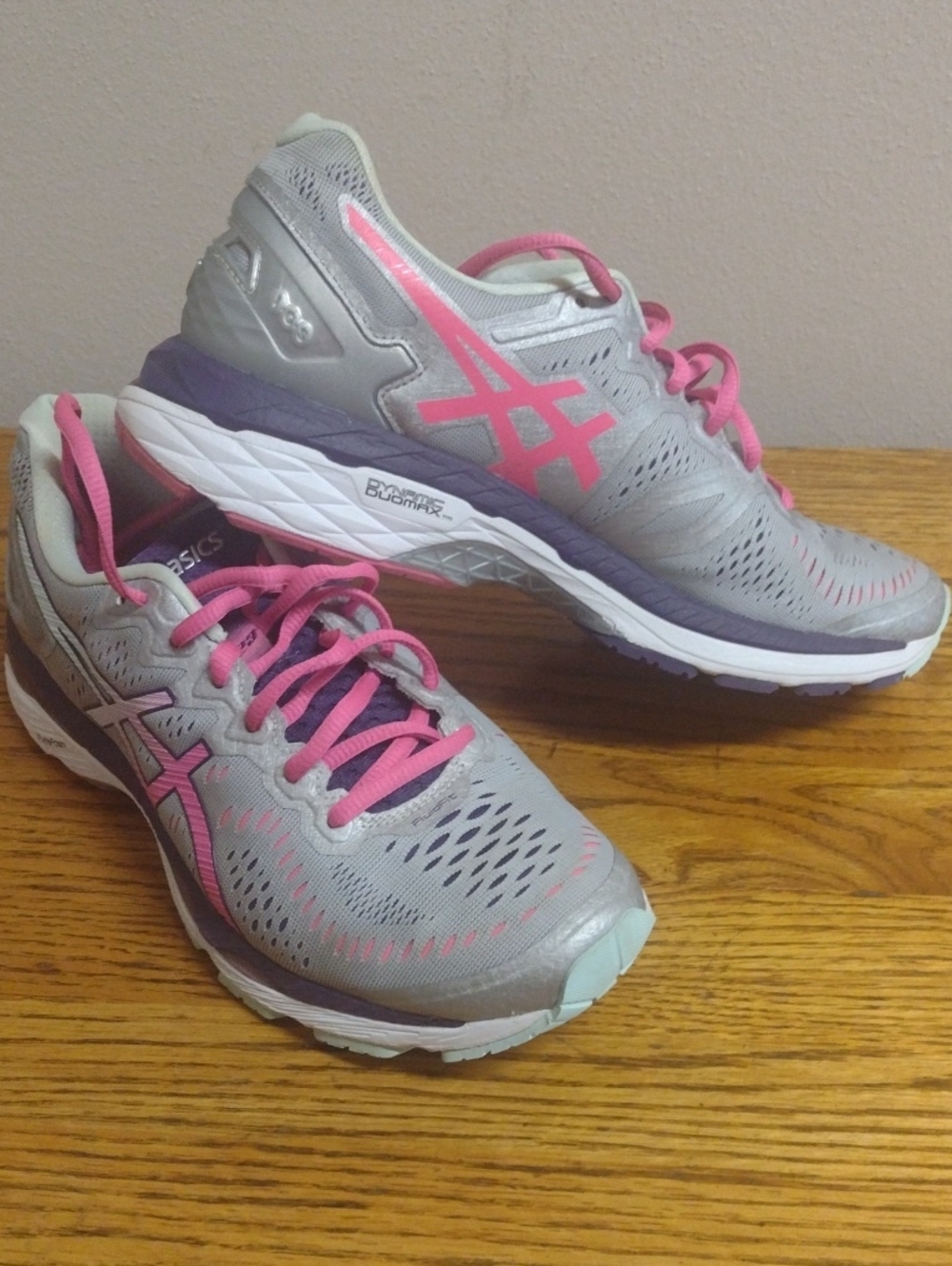 ASICS Women's Gray and Pink Athletic Running Sneakers